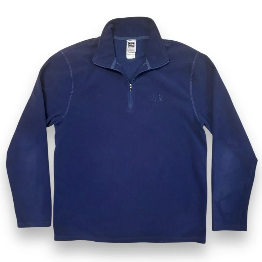 THE NORTH FACE TKA 100 Quarter Zip Fleece Pullover Navy Blue VINTAGE